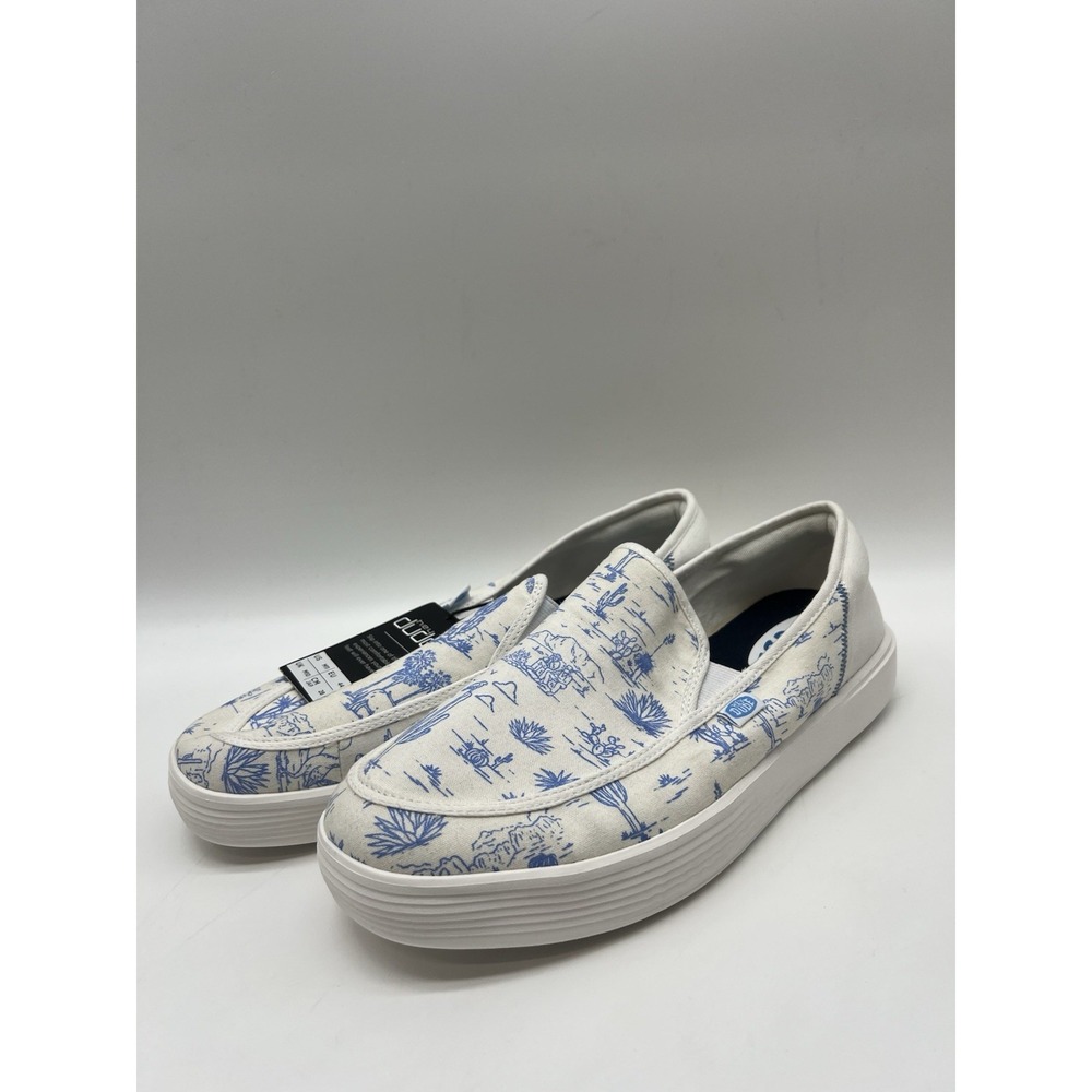 HEYDUDE Sunapee Desert Mens Slip On Shoes White Blue Cactus Size 11